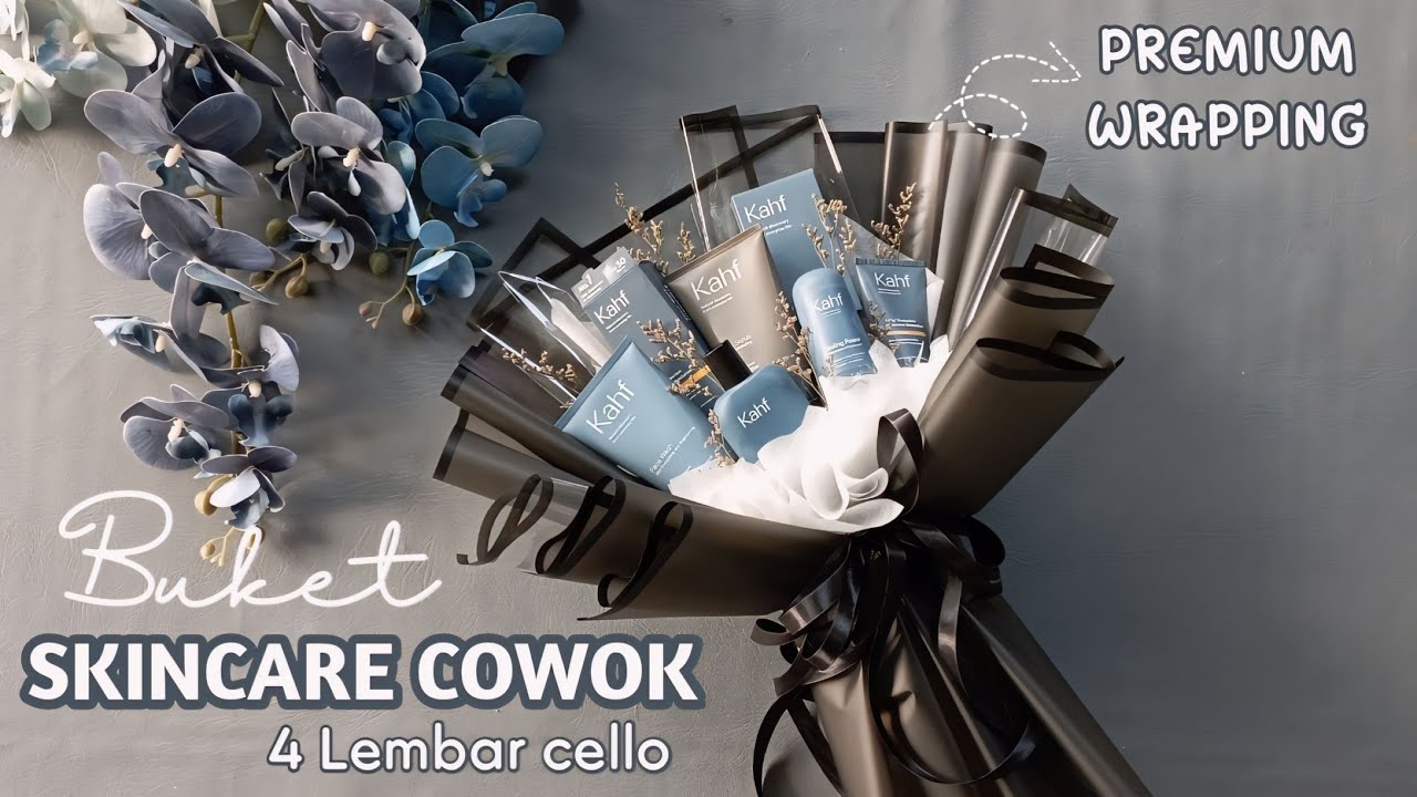 BUKET SKINCARE KADO UNTUK COWOK WRAPPING GEMBUL PREMIUM 4 LEMBAR KERTAS CELLOPHANE