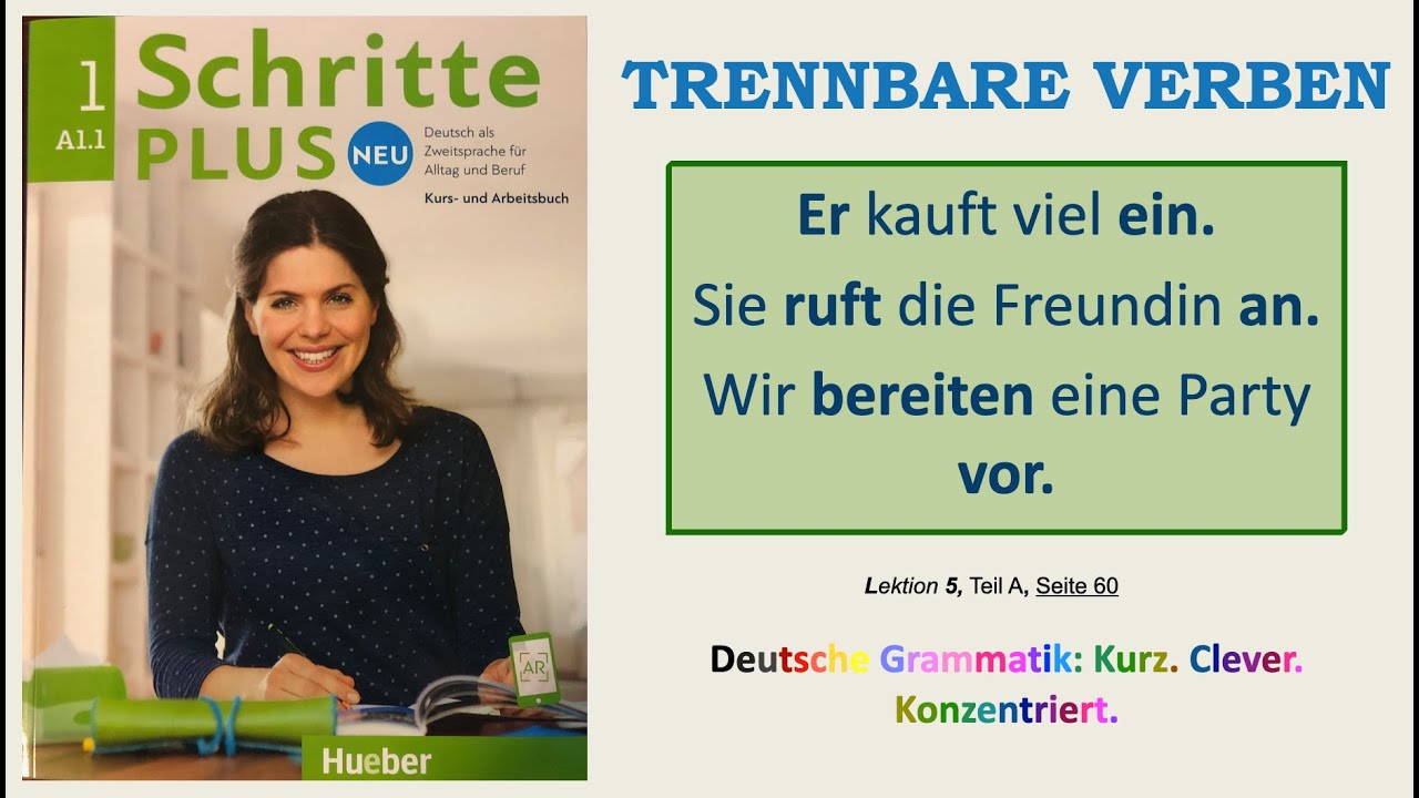 A1.1 - Ich KAUFE heute EIN - Trennbare Verben: V2 + ENDE. Schritte Plus Neu 1, Lektion 5, Teil A.