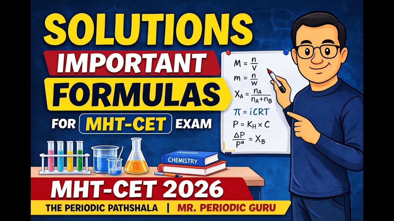 Solutions Chapter Important Formulas | MHT-CET Chemistry Revision | Video_23 |