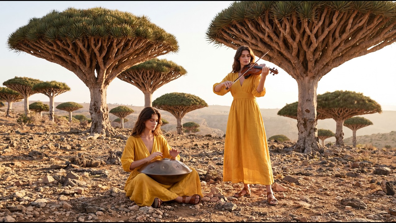 🐉 Ancient Mystical Music | Handpan & Violin under the Dragon's Blood Trees (1-Hour Surreal Journey)