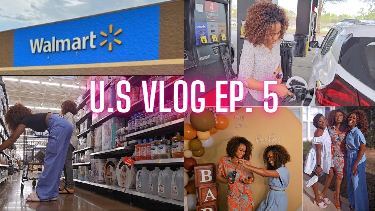 U.S Vlog | WALMART IS BIG!!!😲 and you fill your own tank here. Also went for a baby Shower 😇