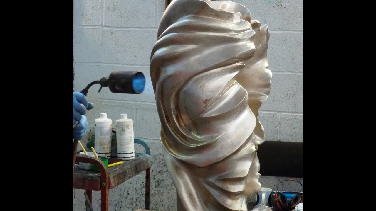 Patination on a bronze sculpture