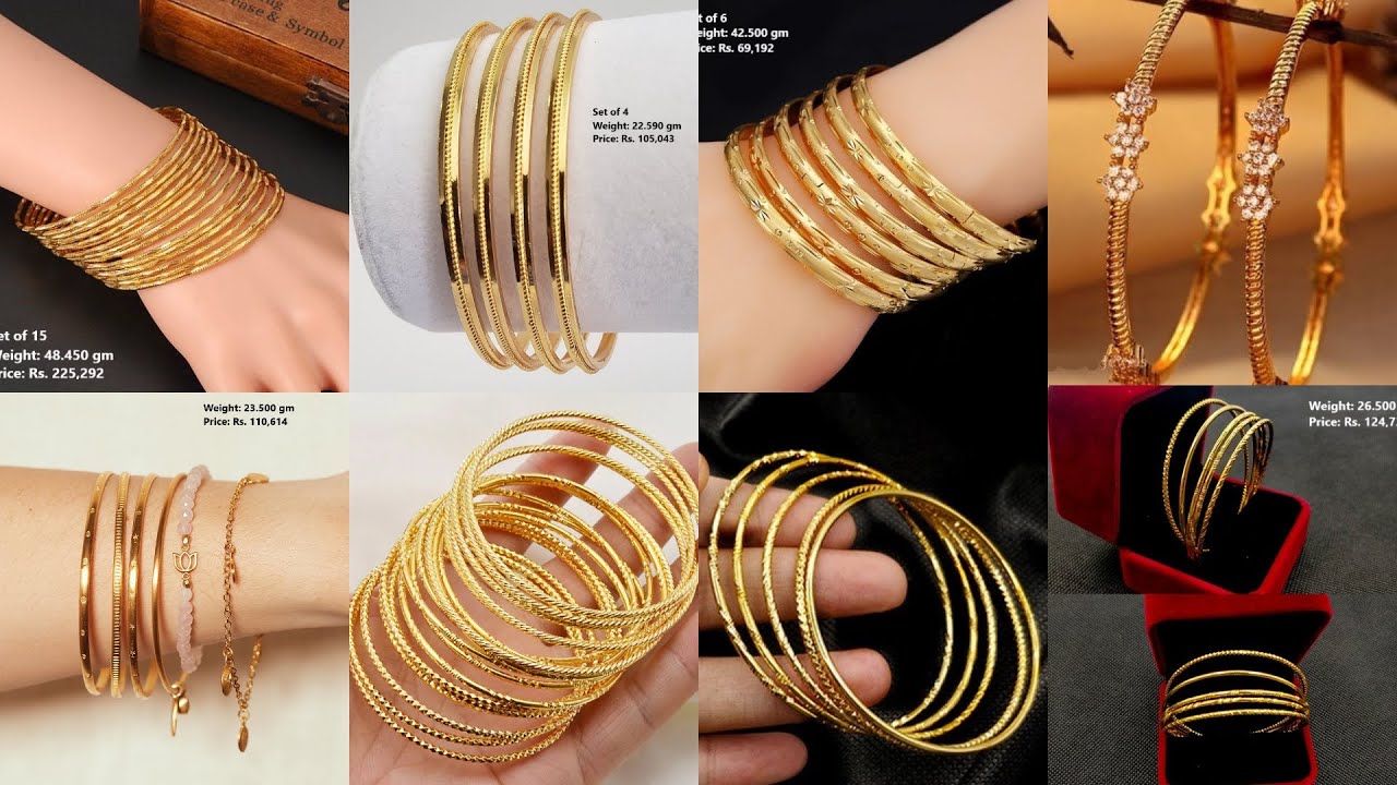 Lightweight Gold bangles designs 2021 with weight and price| gold jewellery collection #Indhus