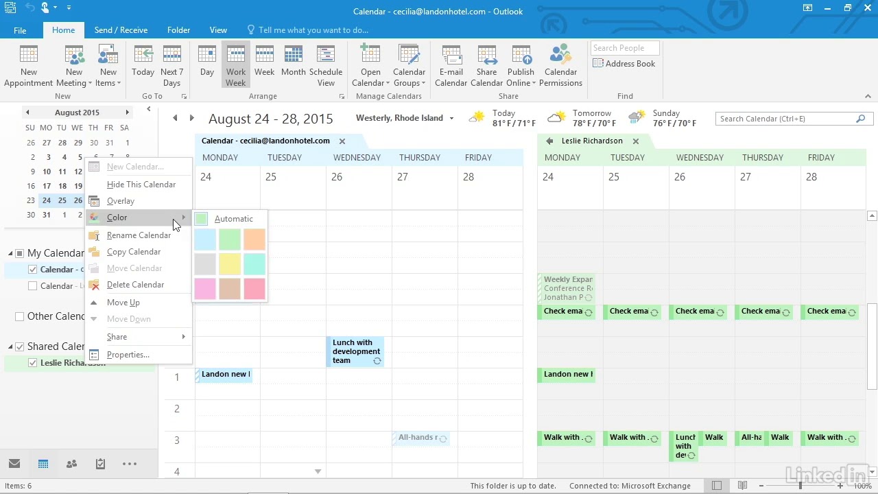 Outlook - Open and view multiple calendars