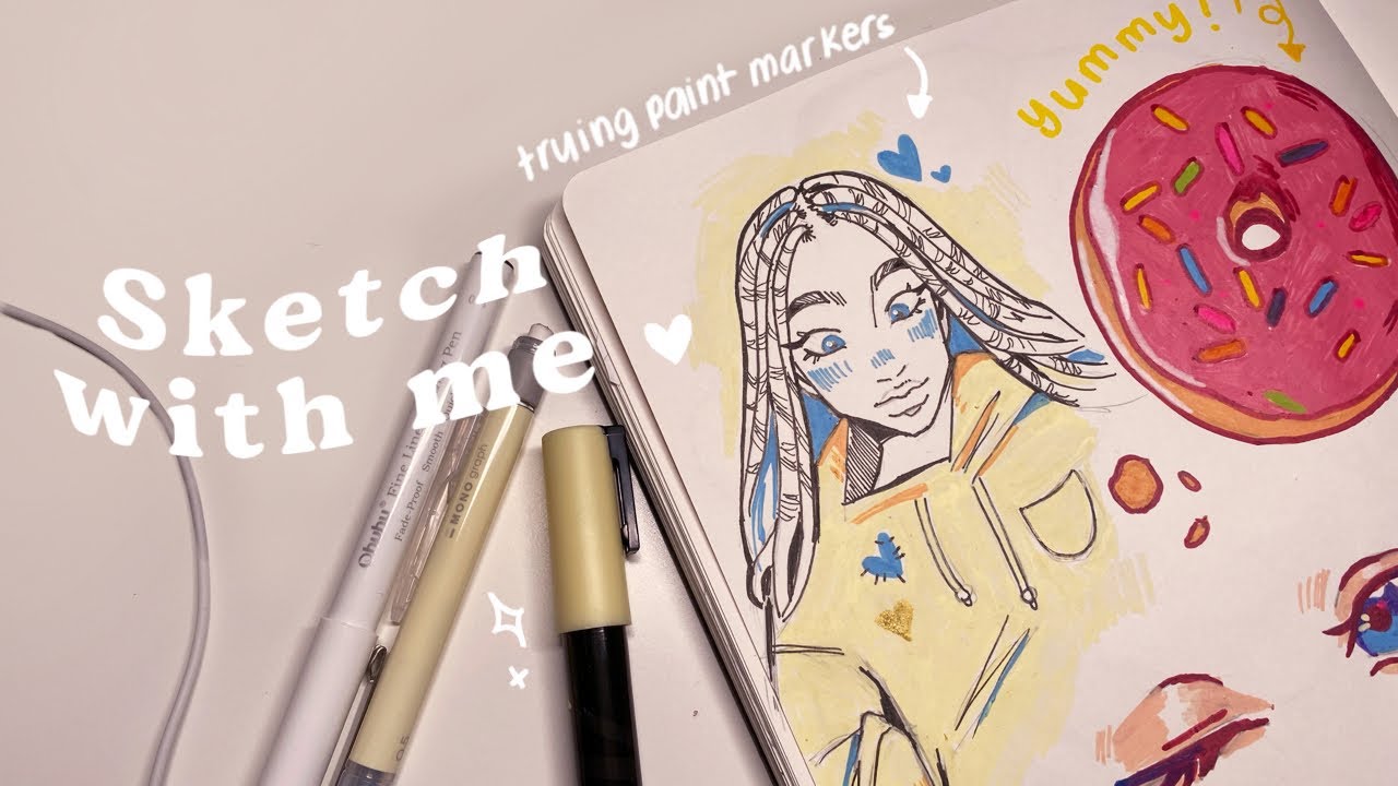 🍦sketch with me // ft. Artistro paint markers⁺˳✧༚