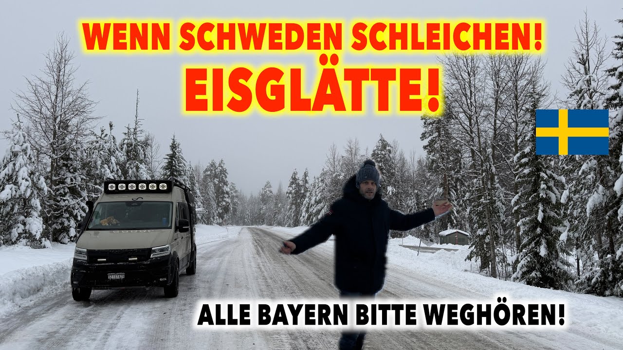 #1322 WINTERLICHE 1.100 KM IN ETAPPEN? Schnee & Eisglätte, üble Pisten! SCHWEDEN gibt alles!