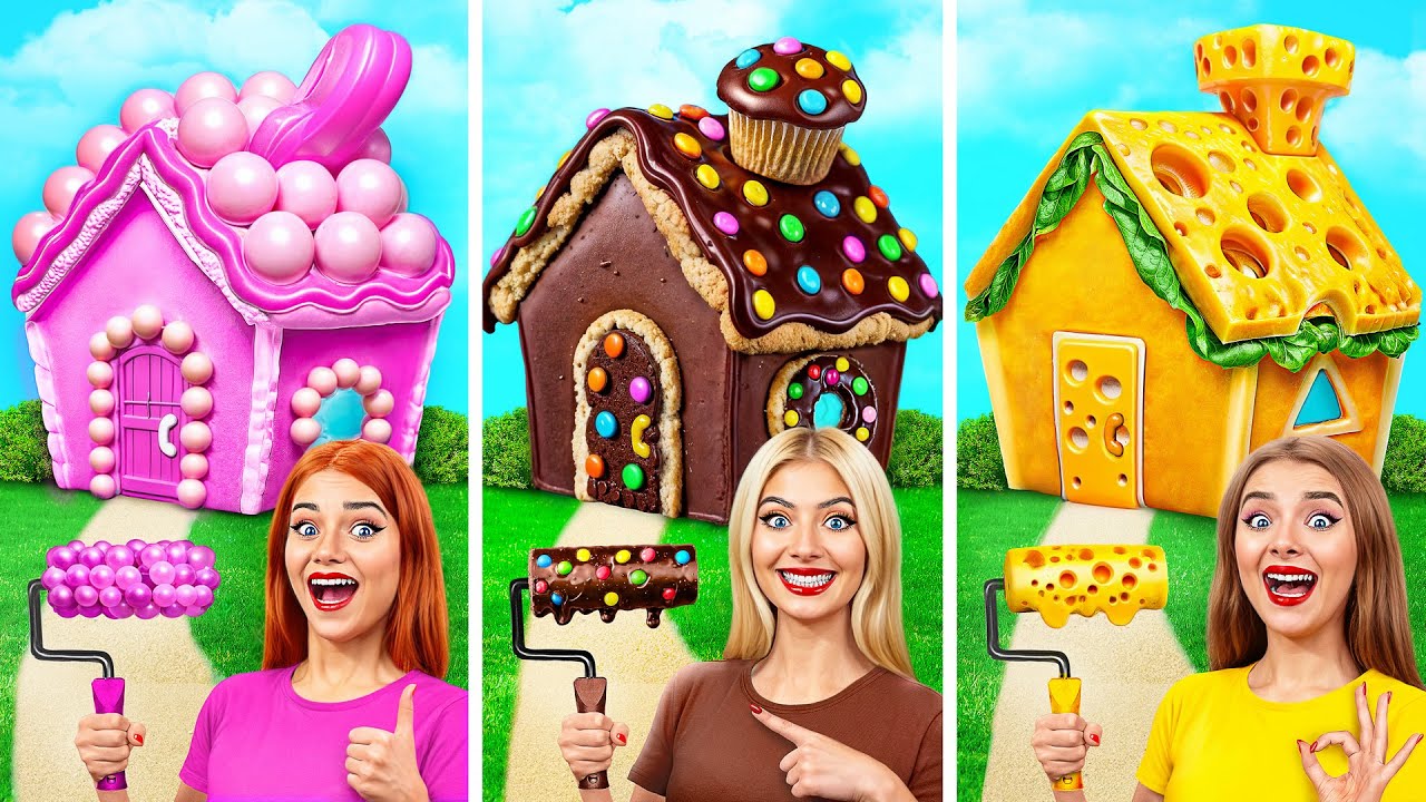 Домики Одного Цвета Сладости vs Шоколад vs Фастфуд | Смешные Моменты от Multi DO Smile