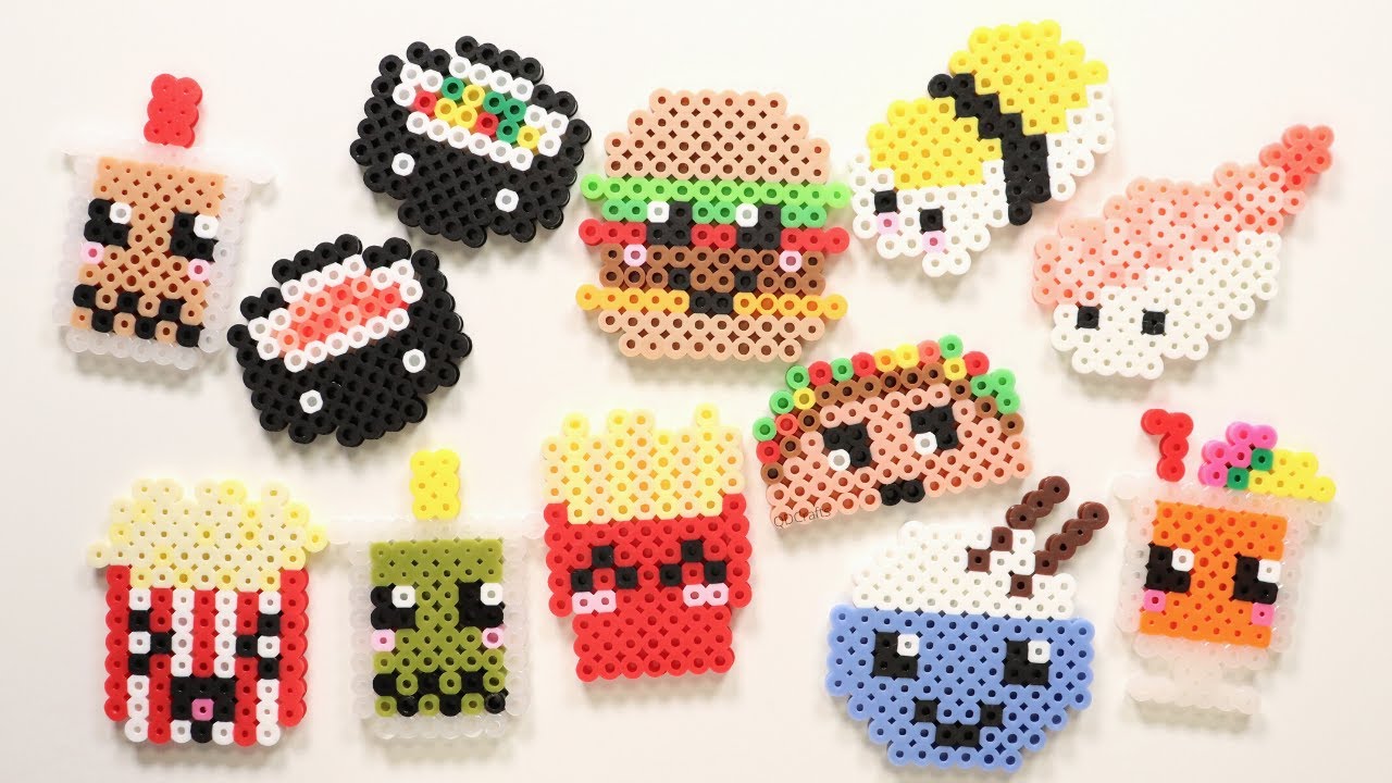 10 простых самодельных брелоков и магнитов в виде еды из бусин Perler