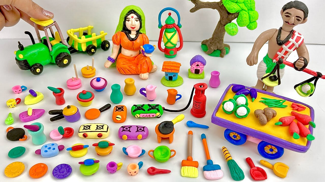 DIY How to make polymer clay miniature village doll shoes, kitchen set, diy mini footwear | Dolliyon
