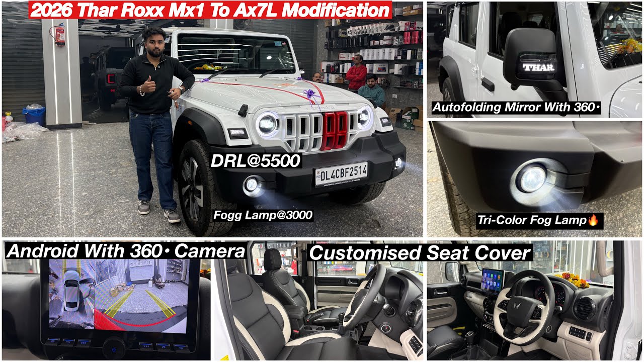 THAR ROXX MX1 TO AX7L MODIFICATION🔥ALLOYS🔥 SEAT COVERS🔥 THAR ROXX MX1 MODIFIED🔥 THAR ROXX MODIFIED🔥