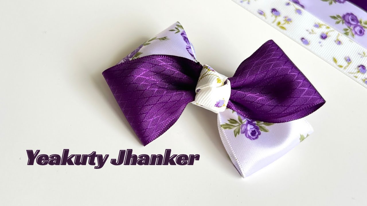 DIY- How to Make a Gorgeous Satin Ribbon Bow Hair Clip. Step-by-Step Tutorial.