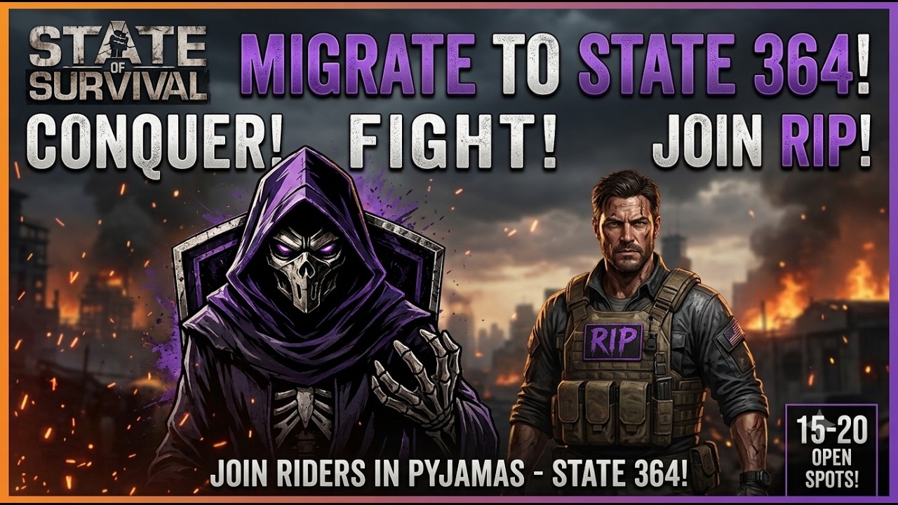 🔥 JOIN STATE 364! Riders in Pyjamas (RIP) Alliance is Recruiting NOW! | State of Survival