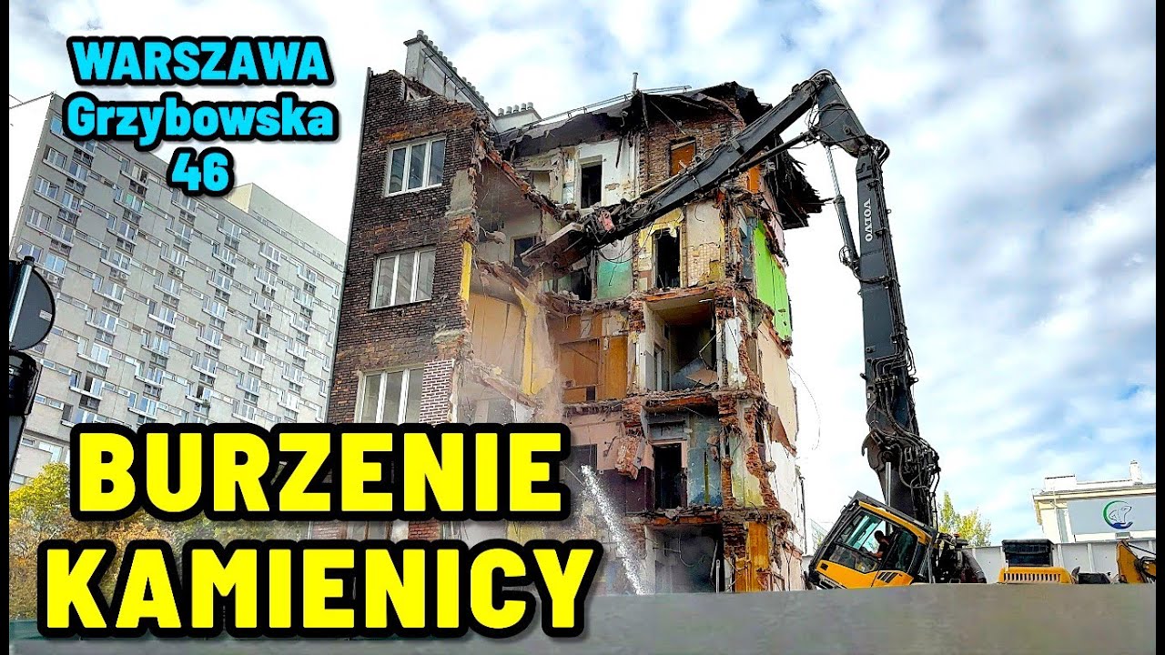 Wyburzanie kamienicy Grzybowska 46 Warszawa Wola | Spektakularna rozbiórka budynku 2025 | CZĘŚĆ 2