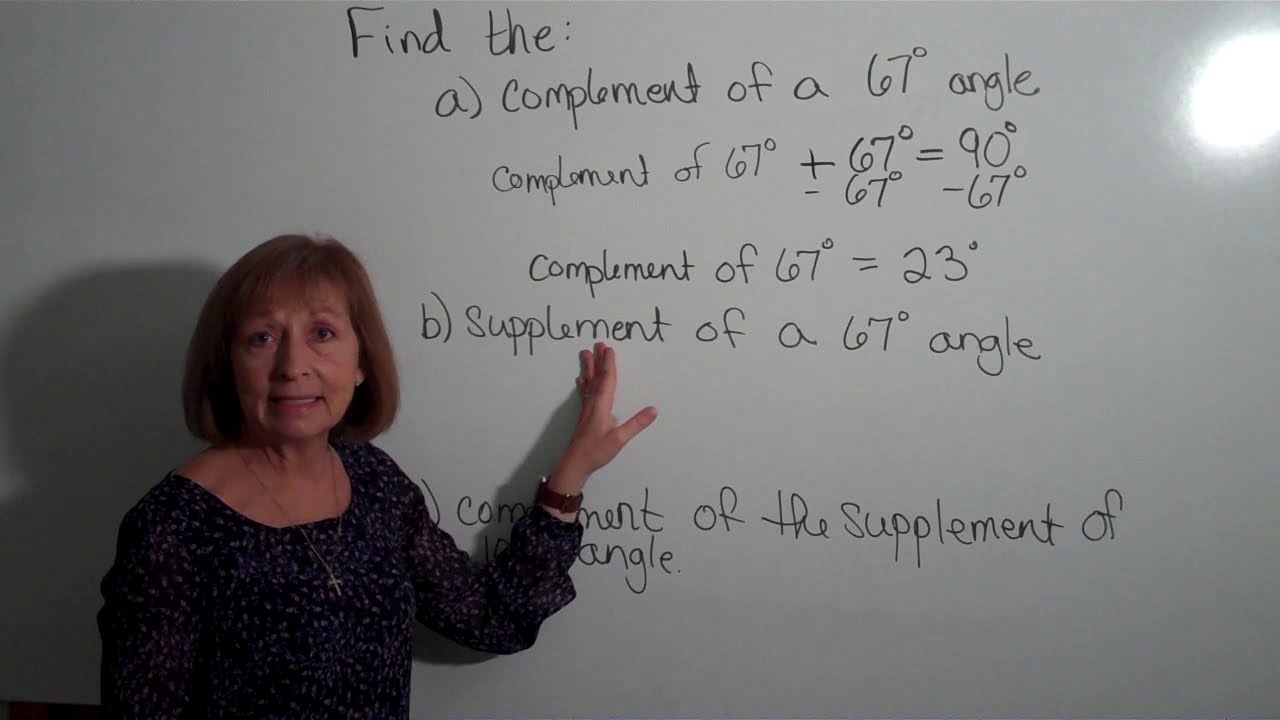 Basic definitions of angles: acute, right, obtuse, straight, complementary, and supplementary.
