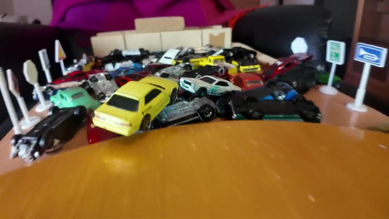 Diecast cars in slow motion