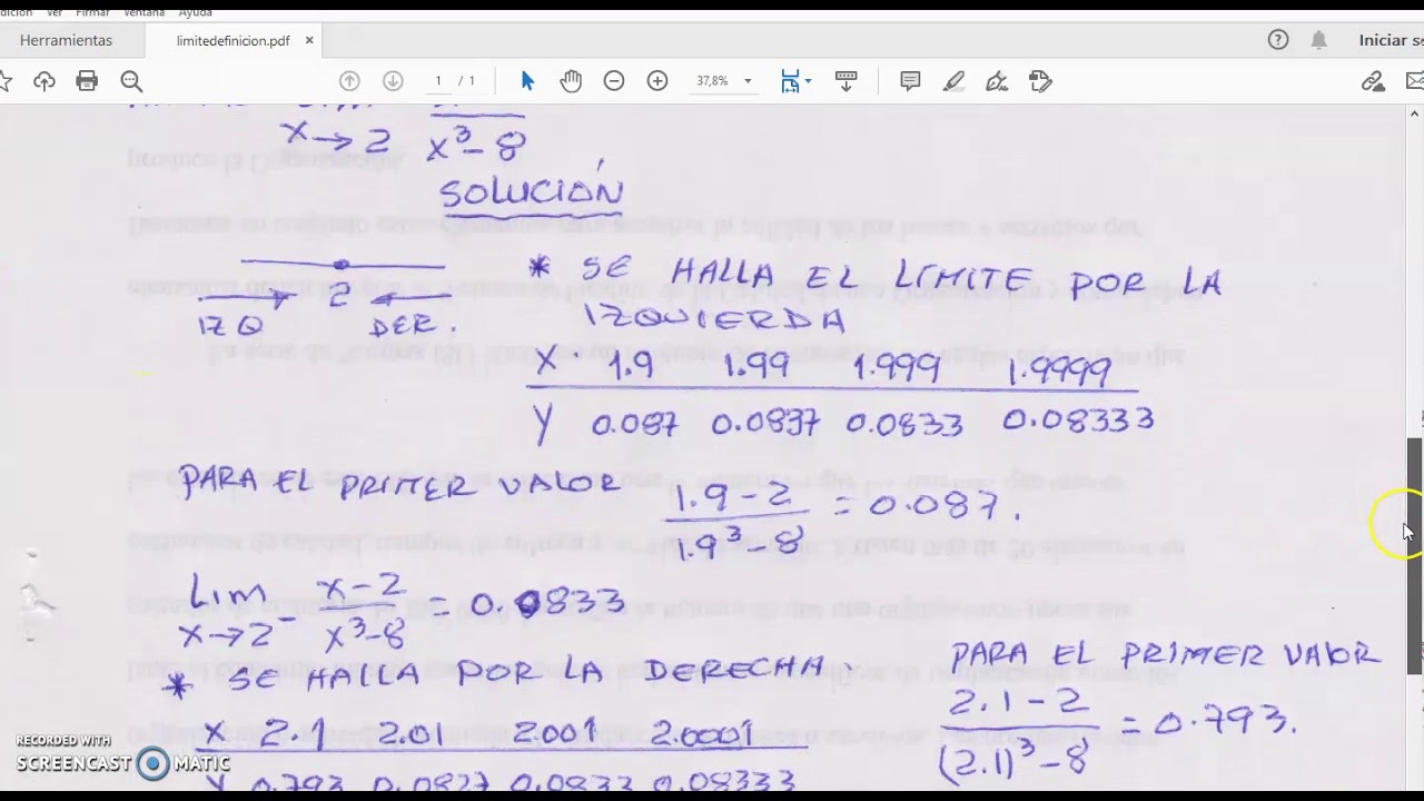 Límites aplicando la definición: evaluar por la derecha y por la izquierda