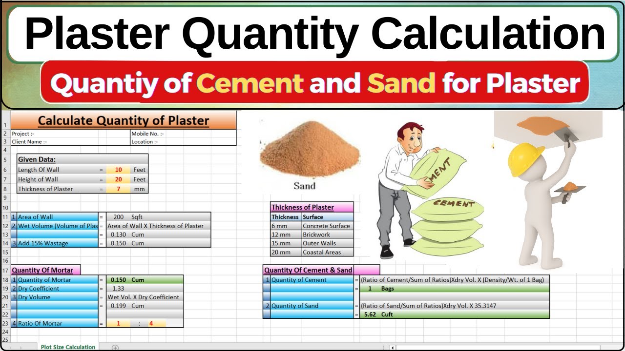 How to Calculate Plaster Quantity For Concrete Surface || Cement and Sand Required For Plaster