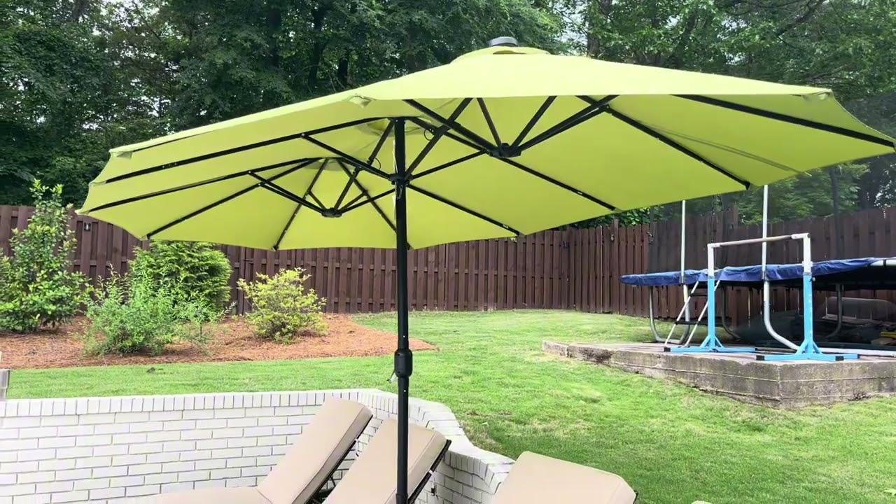 Love This 15ft Large Patio Umbrella with Solar Lights!