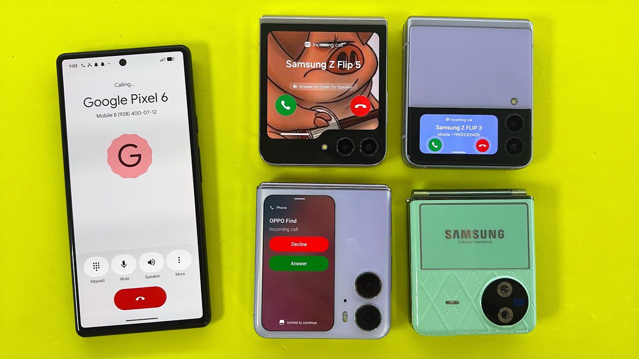 Google Pixel 6 Outgoing Call | Incoming Call Samsung Z Flip 5, Z Flip 3, Flip 7, Oppo Find Flip
