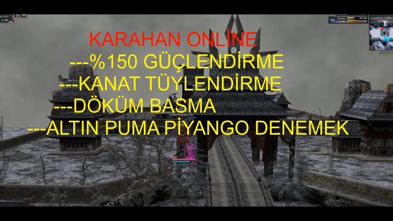 KARAHAN ONLİNE HAYATBOŞ (%150 İTEM BASMA-KANAT TÜYLENDİRME-DÖKÜM BASMA-ALTIN PUMA PİYANGOSU DENEME)