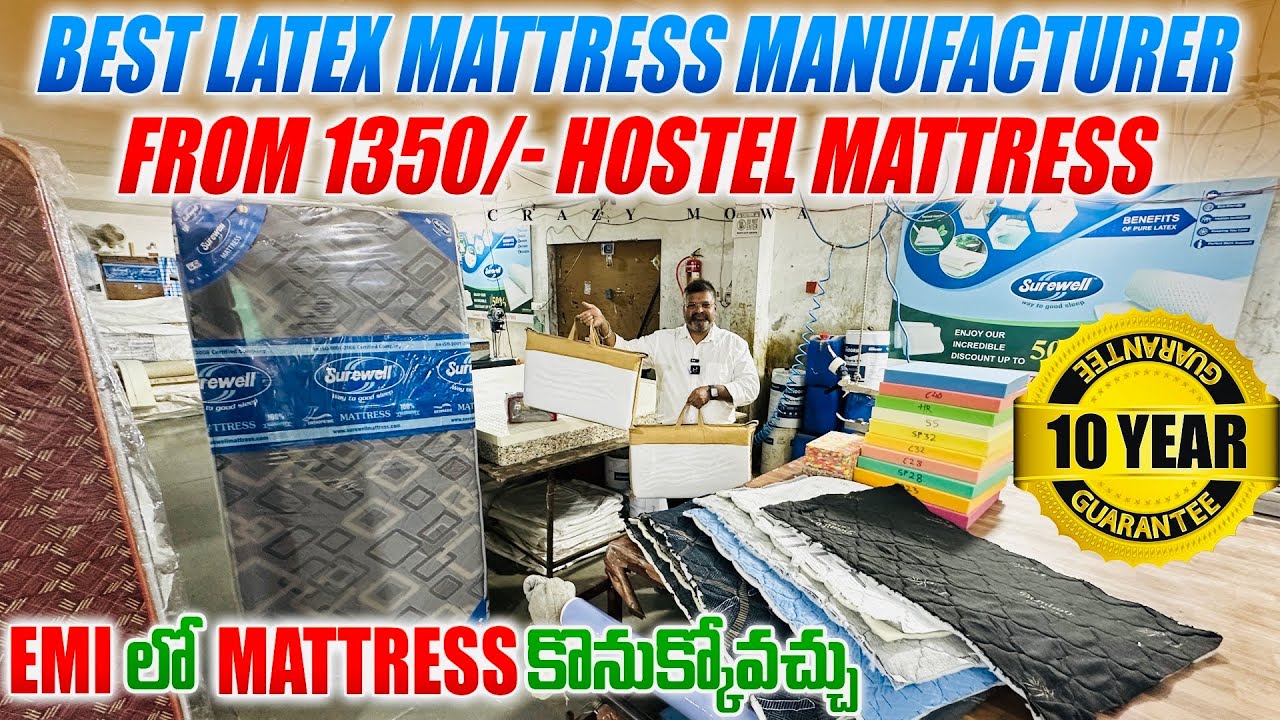 Best latex mattress manufacturer in Hyderabad/   surewell mattress 10 years guarantee