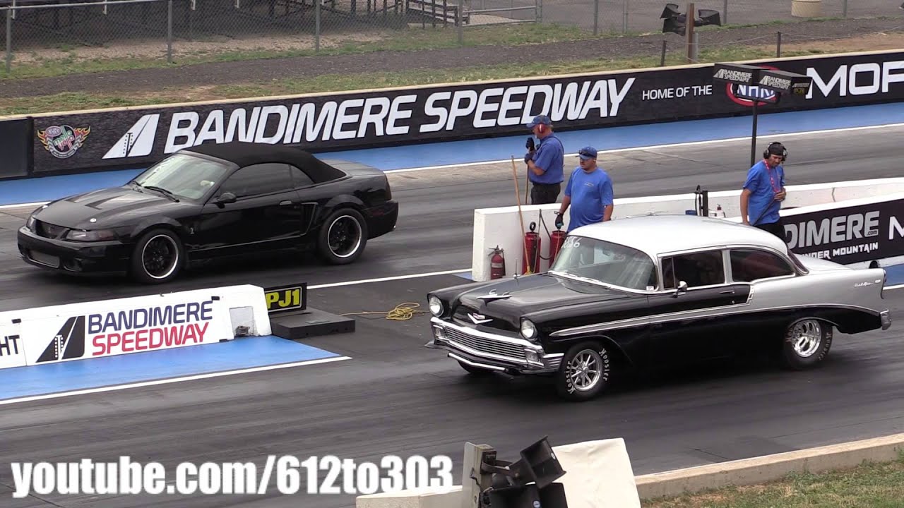 1956 Chevy Bel Air vs Built Cobra Drag Race