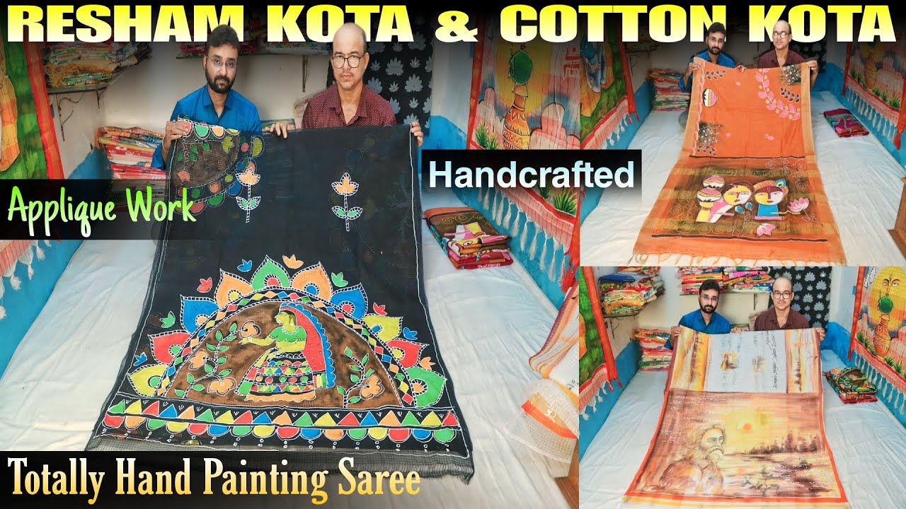 HandPaint Resham Kota, Begampuri Tant, Khadi, Tant Cotton Applique Work, Silk Gadwal & Bapta Tussar