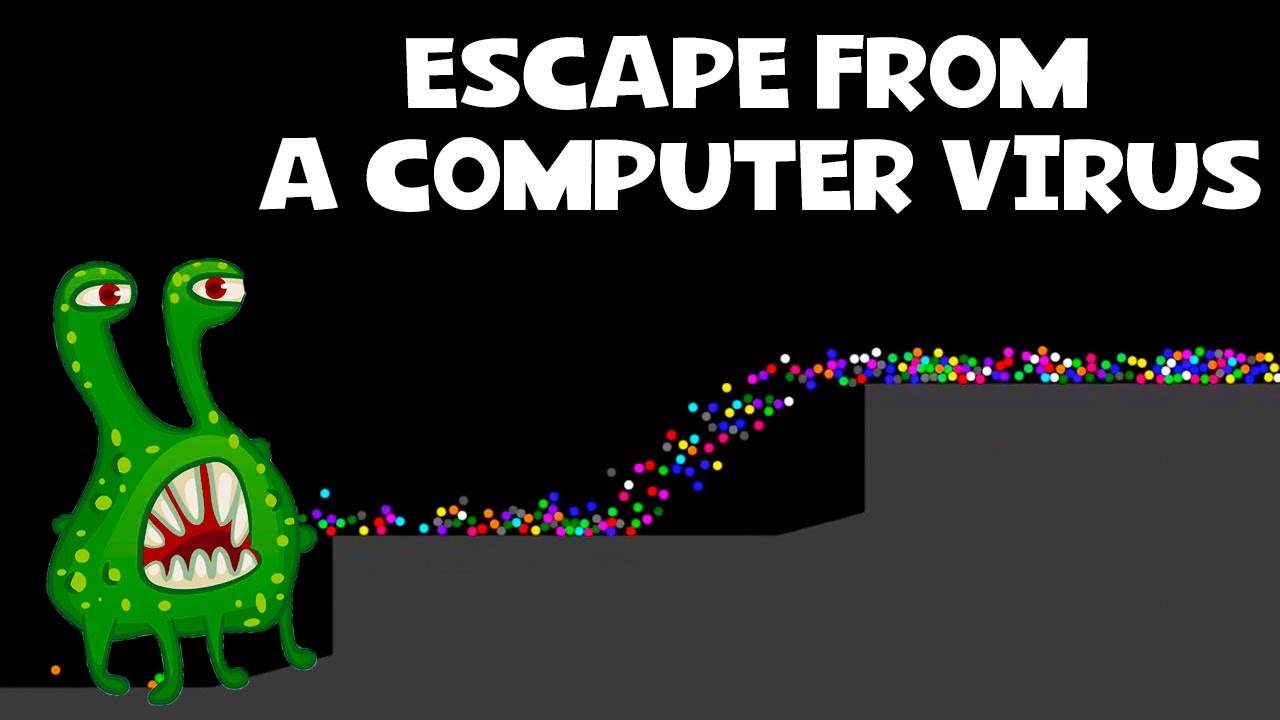Escape from a computer virus - Survival Marble Race in Algodoo