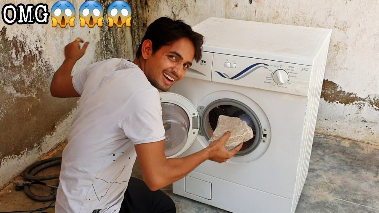 चलती मशीन में पत्थर डाले तो क्या होगा - Crazy Washing Machine Experiment