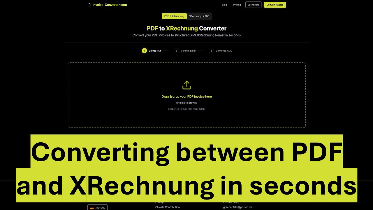 Converting between PDF and XRechnung/XML invoices in seconds