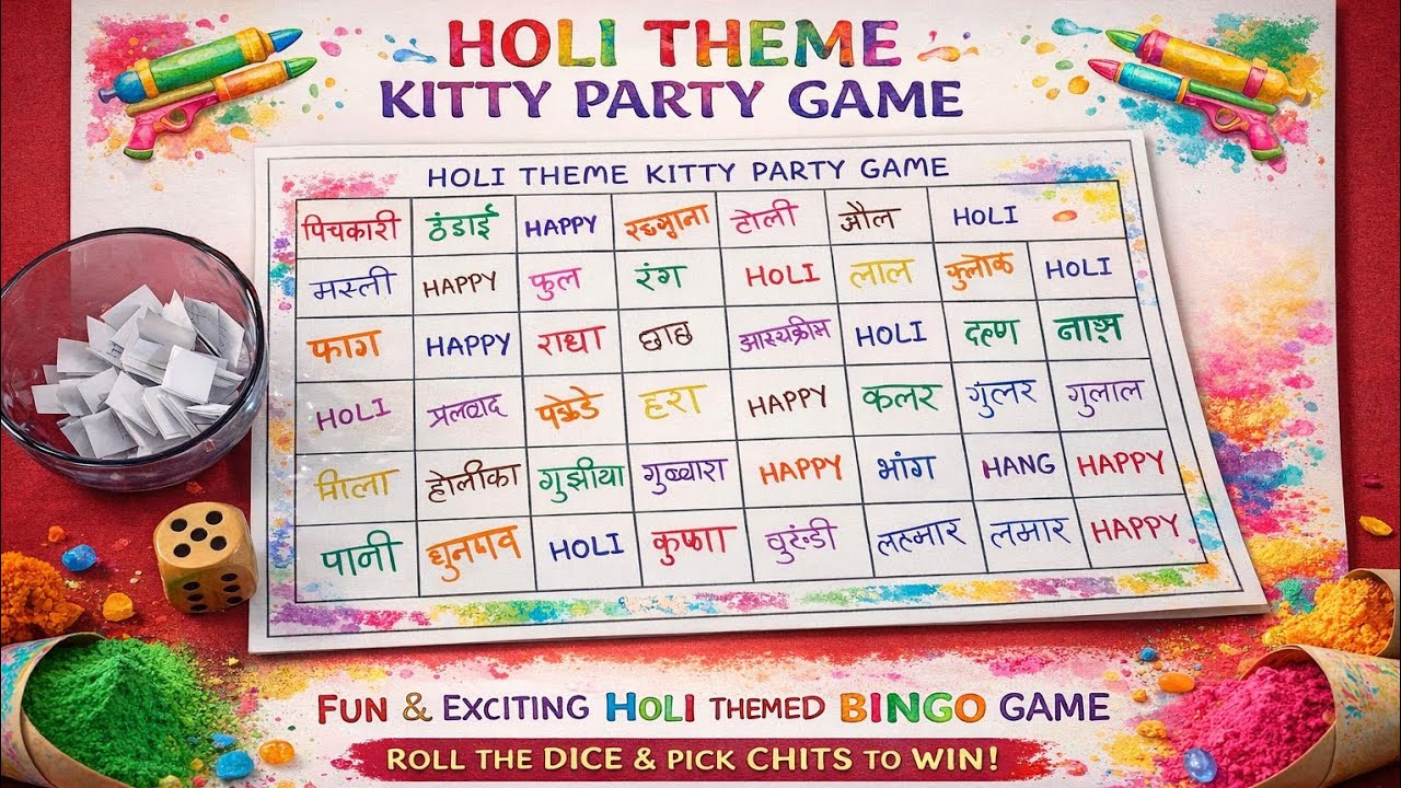 Holi Theme Kitty Party Game 2026 🎨🥳 Ladies Special Bingo Fun Game | One Minute Party Game 💃✨
