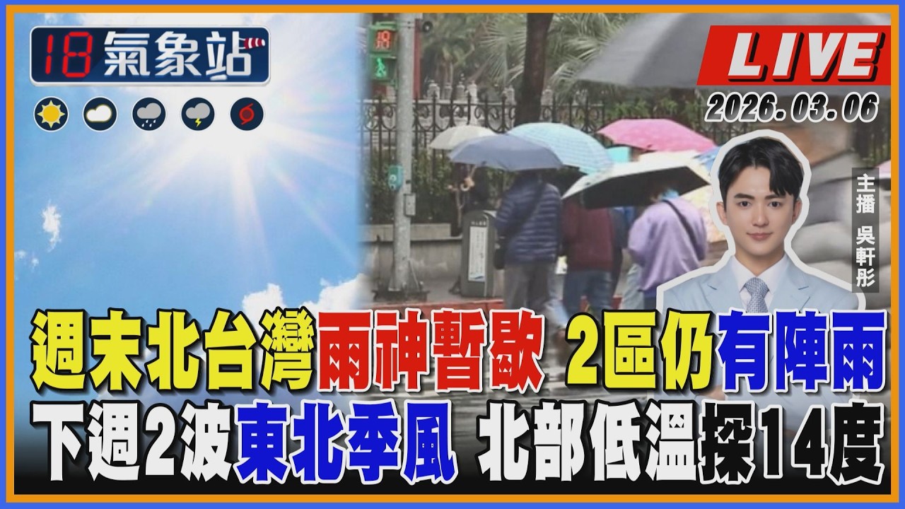 【TVBS18氣象站】週末北台灣雨神暫歇 2區仍有陣雨 下週2波東北季風 北部低溫探14度