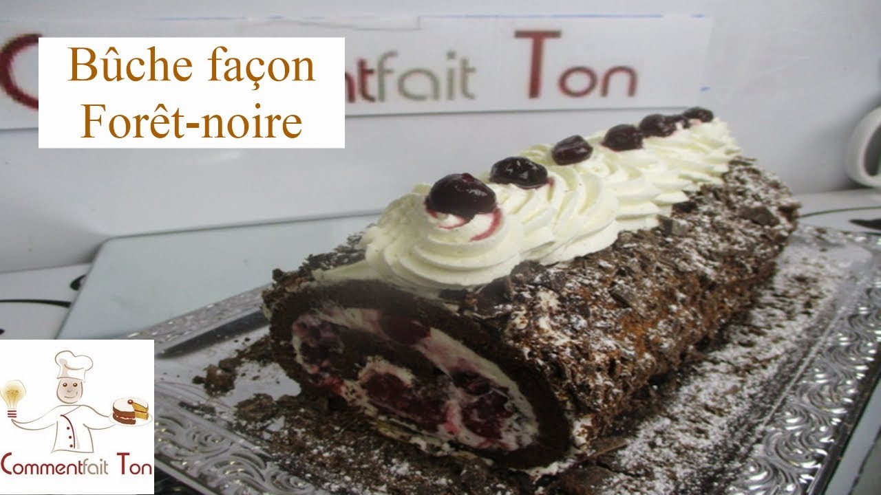 Bûche façon forêt noire - Gâteau roulé façon forêt noire #CHOCOLAT #GRIOTTE #CHANTILLY #GATEAU #FOOD