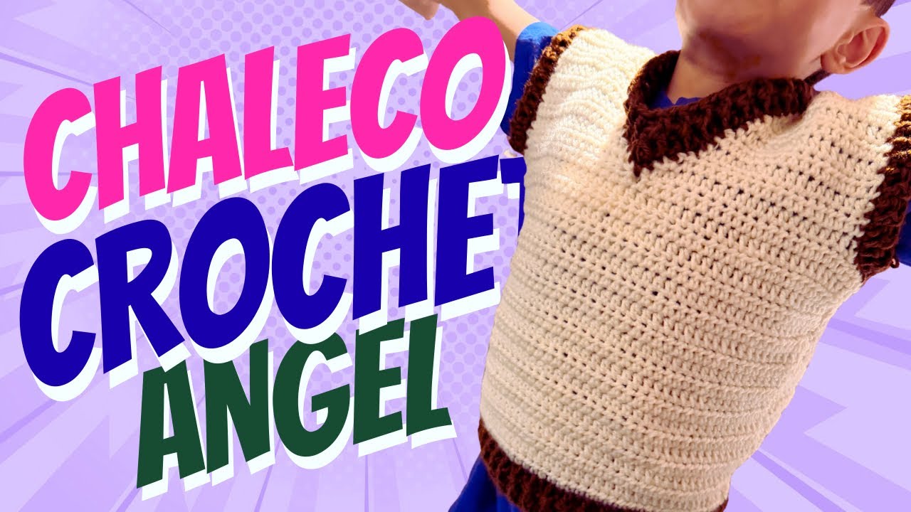 Chaleco Crochet fácil Talla 7-8 Años 🧶 Solo con medios puntos en Beige y Café, calientito y elegante