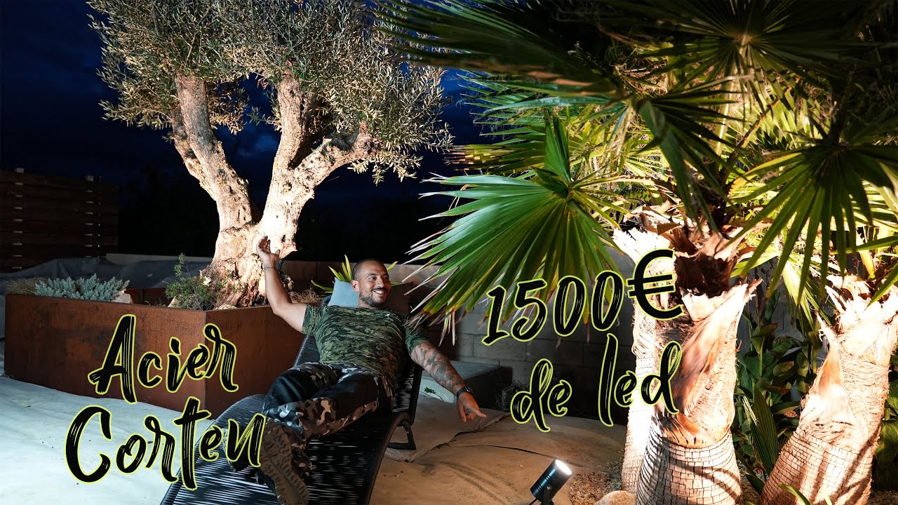 Éclairage extérieur + création d'une énorme jardinière en acier rouillé Corten