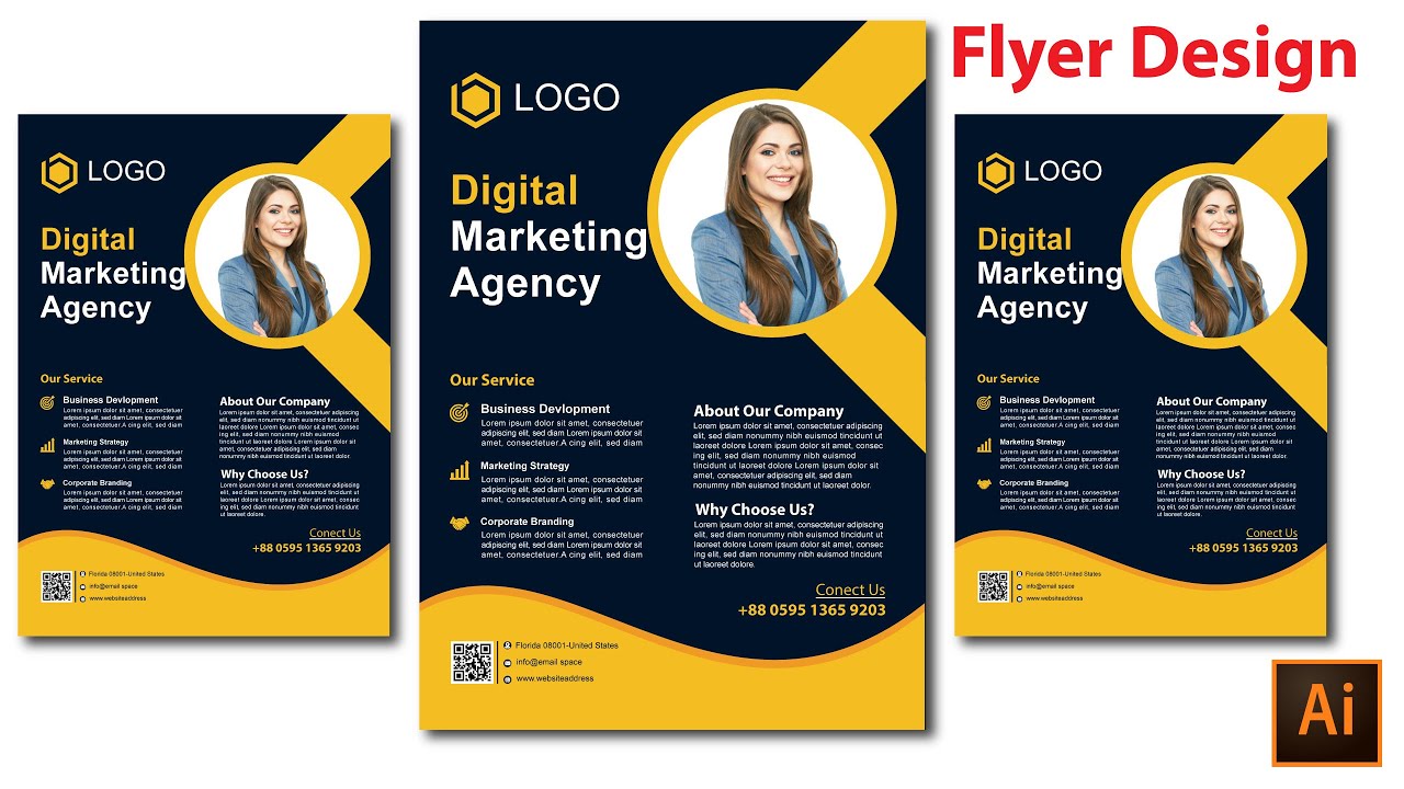 Flyer Design Bangla Tutorial || How to Design Corporate Flyer in Illustrator || ফ্লায়ার ডিজাইন