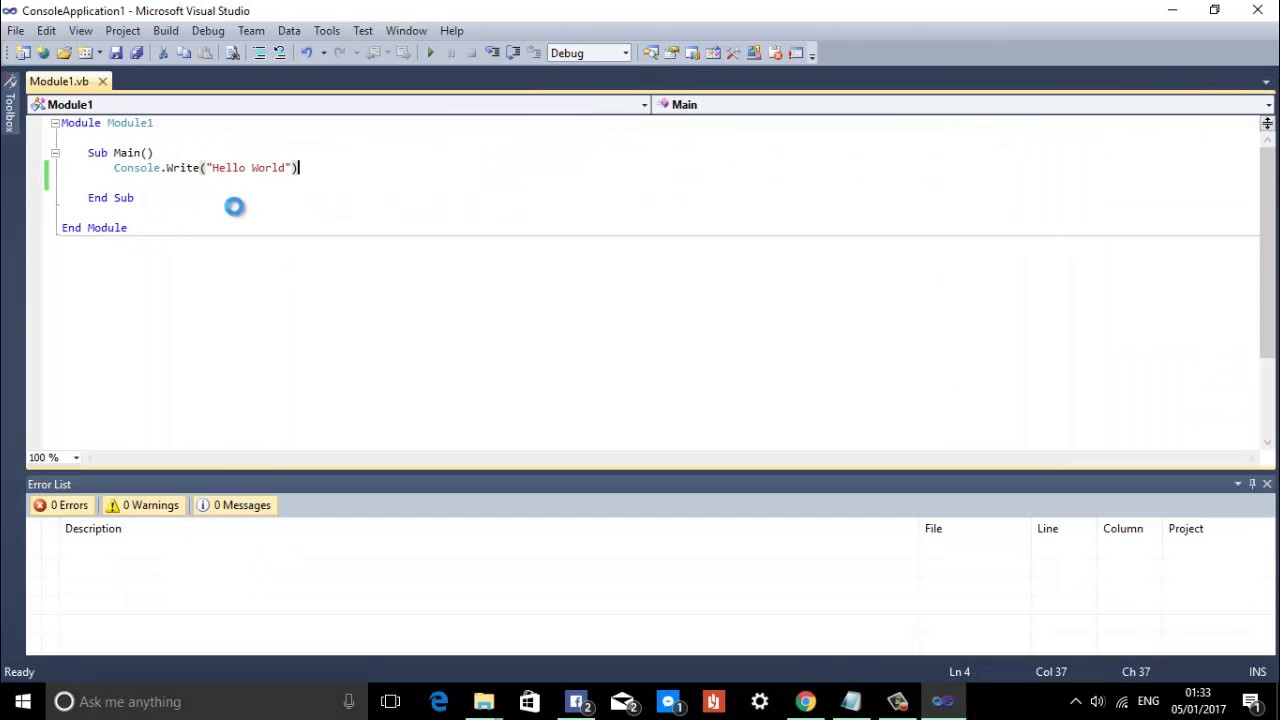 Displaying hello word in VB.net