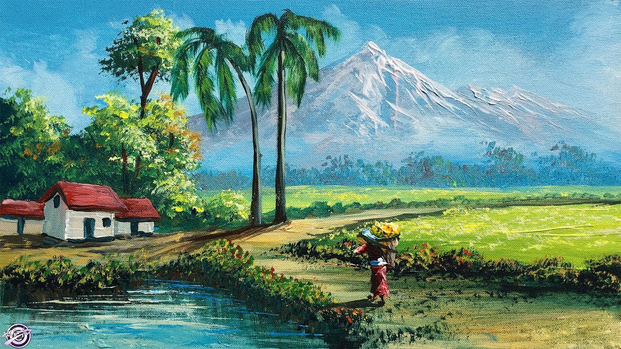 Easy Landscape Painting |Step By Step Painting Tutorial |How to Paint Landscape| Scenery Landscape