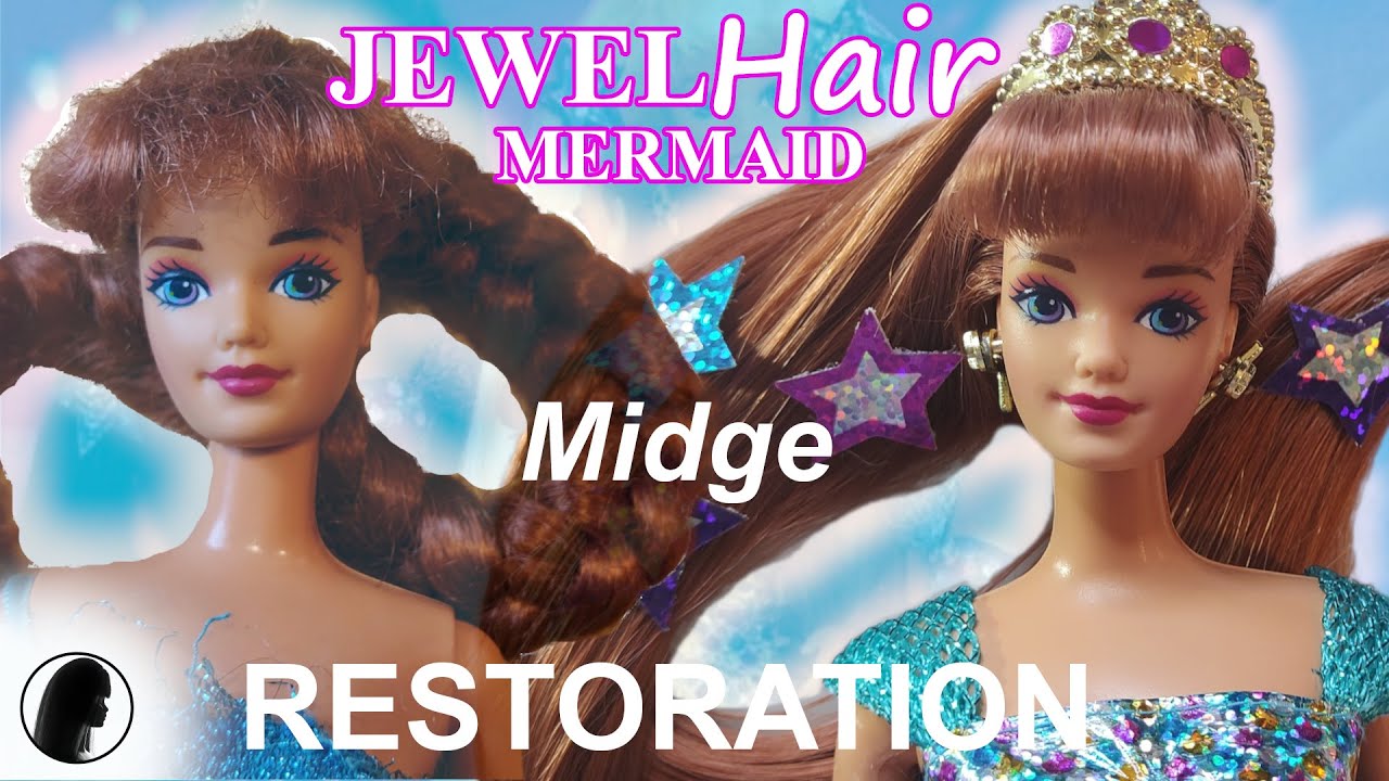 Restoring a 1995 Jewel Hair Mermaid Midge | Repainting make-up, skirt and crown