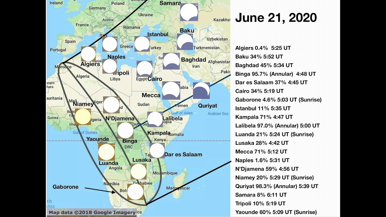 Annular Solar Eclipse &bull; 2020 June 21&bull; Africa, Europe, Middle East