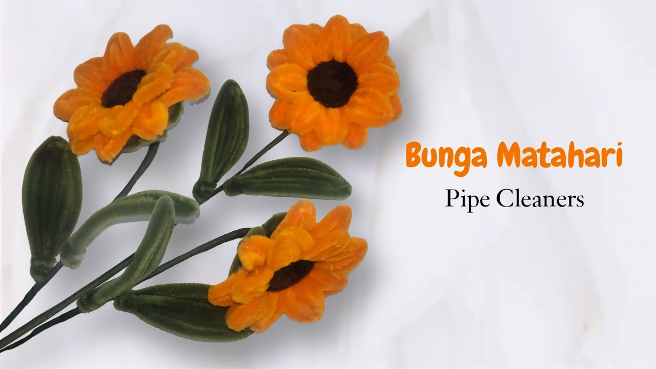 How To Make Sun Flower With Pipe Cleaners | Pipe Cleaners DIY | Kerajinan Tangan Bunga Matahari