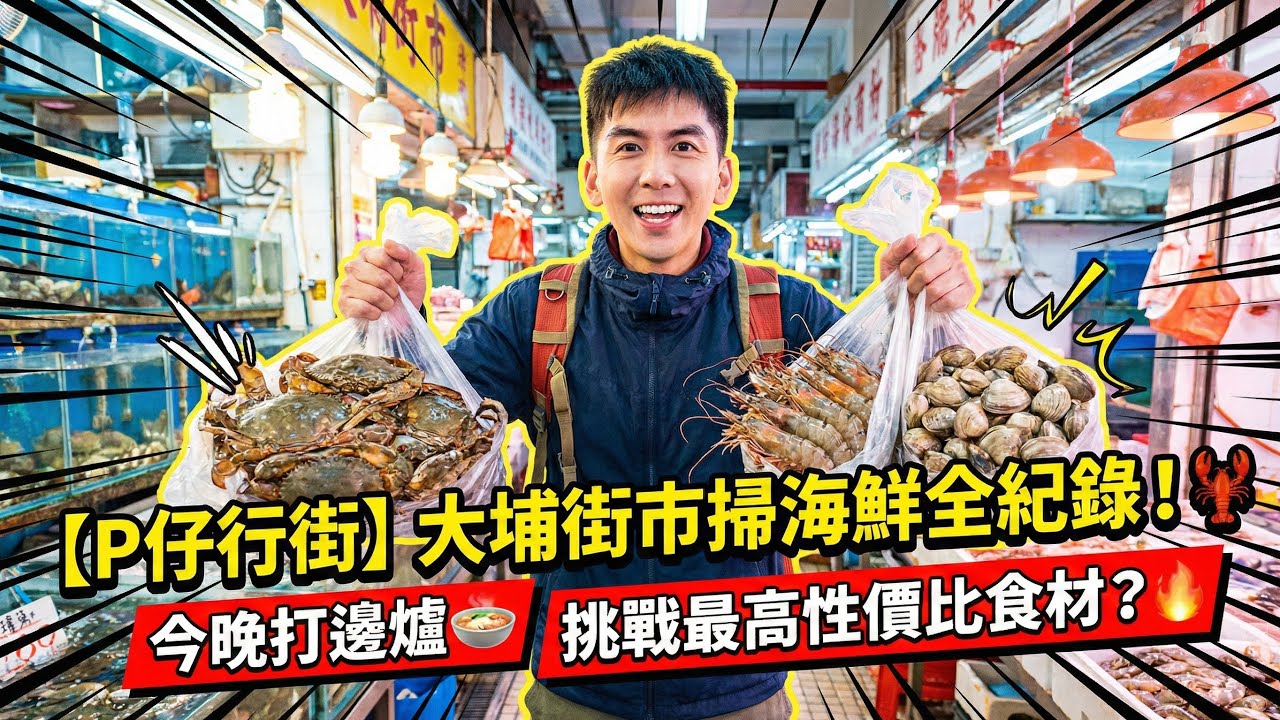 【P仔行街】大埔街市掃海鮮全紀錄！🦞 | 今晚打邊爐🍲 挑戰最高性價比食材？🔥