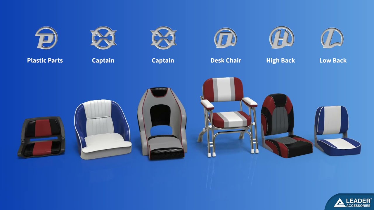 Leader Accessories A Pair of Deluxe High Back Folding Fishing Boat Seat (2 Seats)