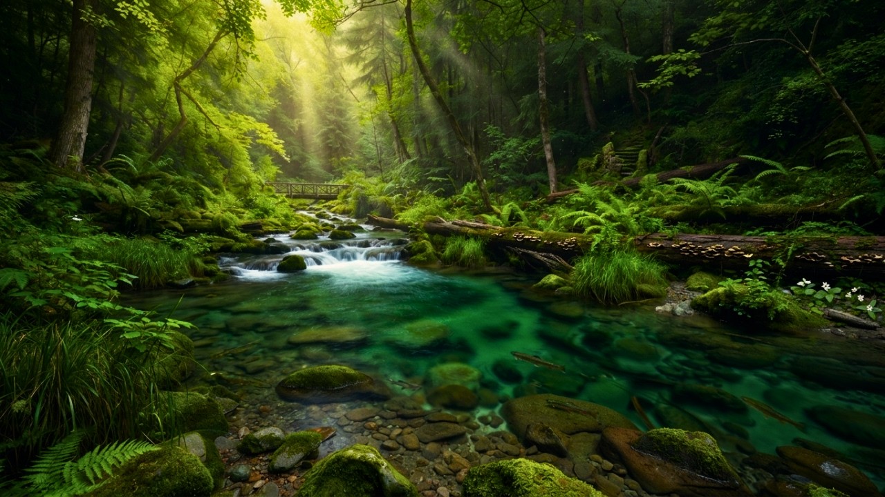 4 Hours Peaceful Forest River 🌿 Nature Ambience