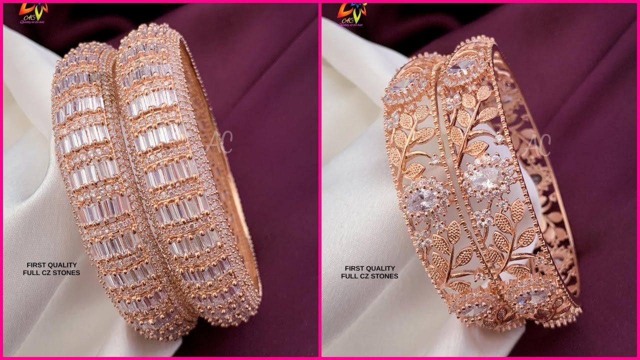 cz rose gold bangles with price | buy online cz bangles | whatsapp 9502099458