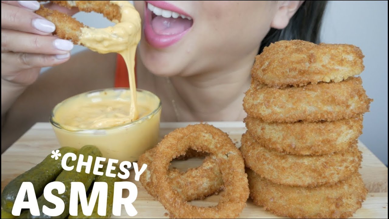 ASMR CHEESY DEEP FRIED ONION RINGS  *EXTREME CRUNCH NoTalking Eating Sounds| N.E Let's Eat