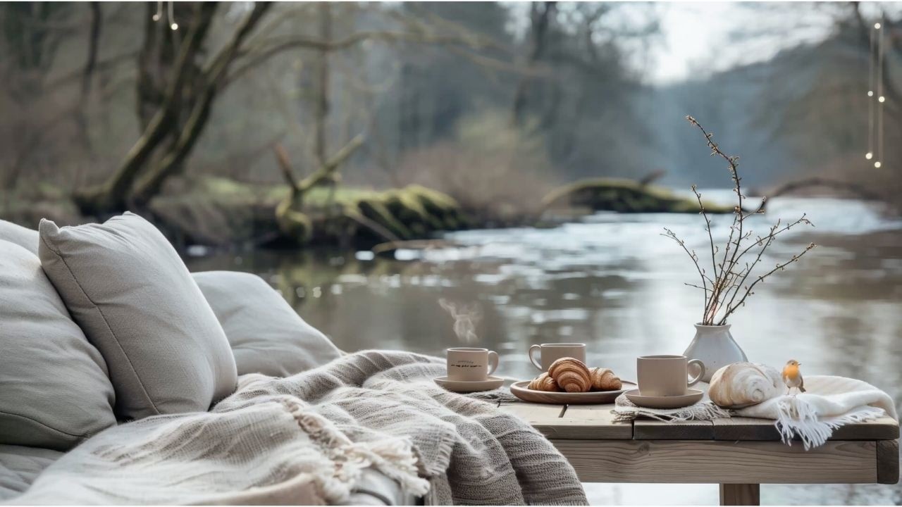 Study Music for Deep Focus | Relaxing Piano & Cozy Riverside Morning Ambience (3 Hours)