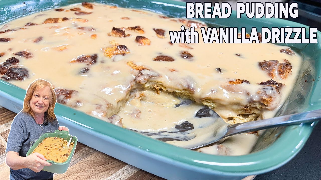 Delicious BREAD PUDDING with VANILLA DRIZZLE Dessert