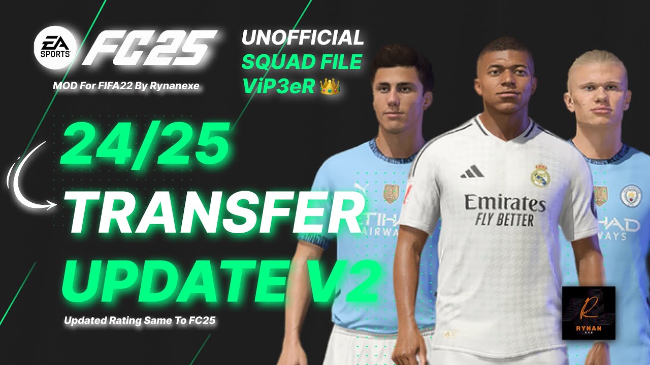 FIFA 22 SQUAD Update V2 24/25 ViP3eR UNOFFICIAL + Mini Faces V1.2 by Rynanexe