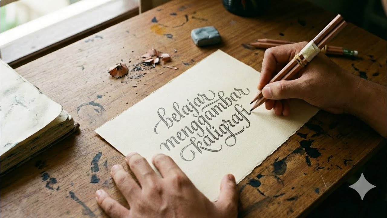 Ngabuburit sambil belajar menggambar kaligrafi 